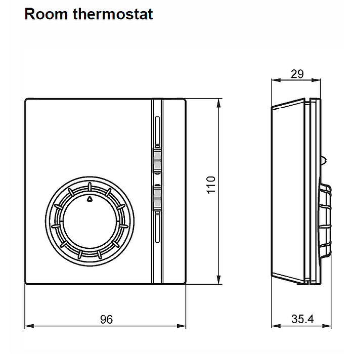 RAB11 1 thermostat dimensions