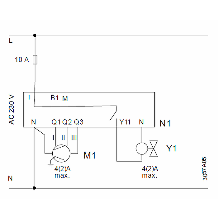 Room temperature controller Siemens RDF310.2 connection diagram